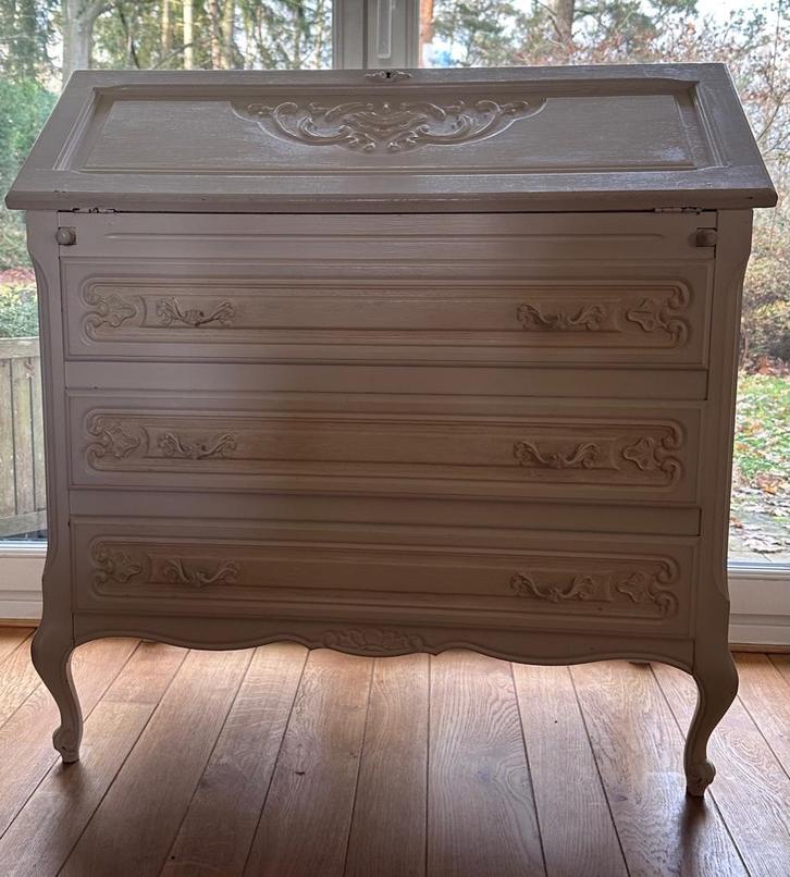 Secrétaire en bois massif de style shabby chic, Huis en Inrichting, Kasten | Secretaires, Gebruikt, Ophalen