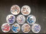 UNIEK - 2024 Aus Dragon - compleet 9 x 1 oz color silver set, Enlèvement ou Envoi, Argent