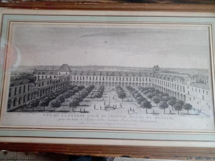 Koninklijk ziekenhuis van Bicêtre, Parijs, begin 18e eeuw, Antiek en Kunst, Kunst | Etsen en Gravures, Ophalen