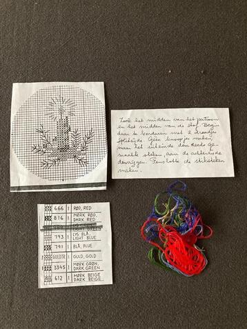 Patroon voor een kaartje + restjes DMC draad, Hobby en Vrije tijd, Ophalen of Verzenden, Zo goed als nieuw, Handborduren, Patroon