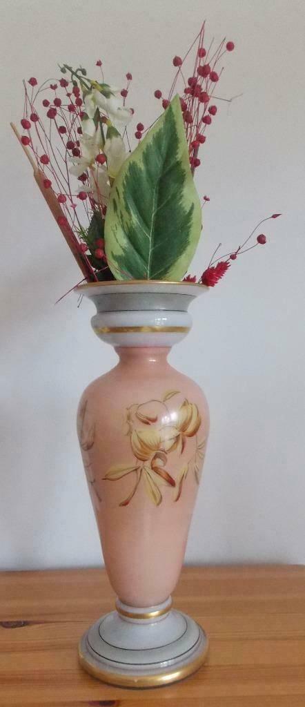 Vase en opaline peinte -.Belle époque. Hauteur : 35cm., Antiquités & Art, Antiquités | Vases, Enlèvement ou Envoi