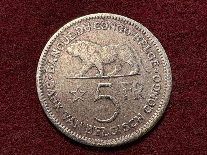 Belgisch Congo - 5 Frank 1937 (#030#), Postzegels en Munten, Munten | Afrika, Losse munt, Ophalen of Verzenden