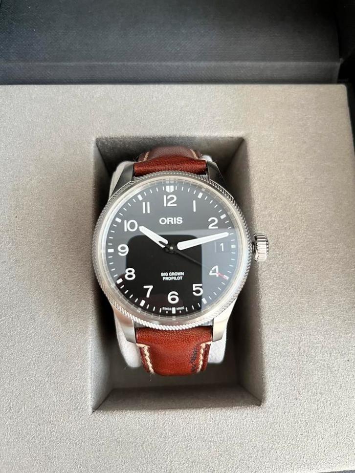Oris Big Crown Propilot, Handtassen en Accessoires, Horloges | Heren, Zo goed als nieuw, Overige merken, Staal, Leer, Ophalen