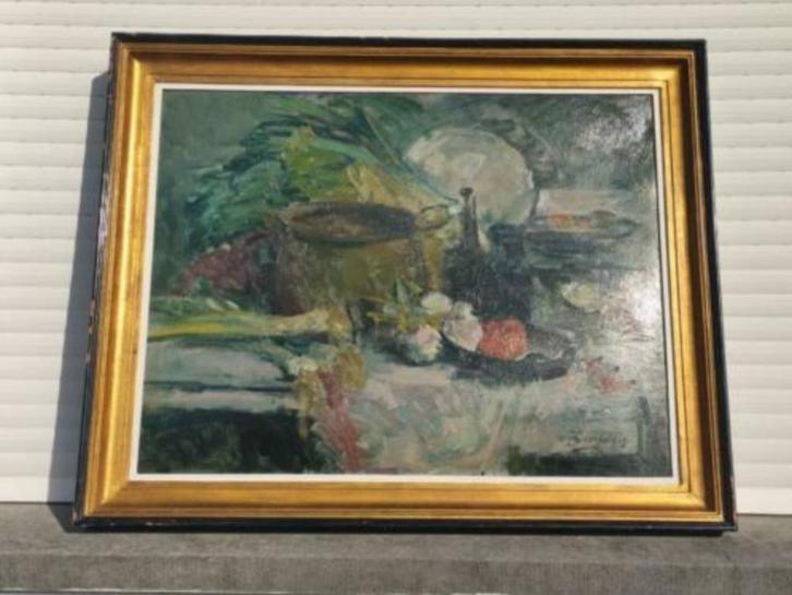 huile sur panneau nature morte signe victor simonin, Antiek en Kunst, Kunst | Schilderijen | Klassiek, Ophalen