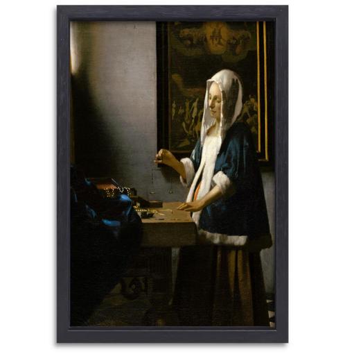 Vrouw met een weegschaal - Johannes Vermeer canvas + baklijs, Antiek en Kunst, Kunst | Schilderijen | Klassiek, Verzenden