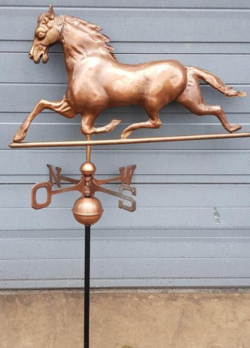 Grote koperen windwijzer windvaan wind ornament van paard, Tuin en Terras, Windwijzers en Windmolens, Zo goed als nieuw, Ophalen of Verzenden