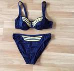 2 delige bikini, blauw met wit en geel detail., Kleding | Dames, Badmode en Zwemkleding, Only, Blauw, Ophalen of Verzenden, Zo goed als nieuw