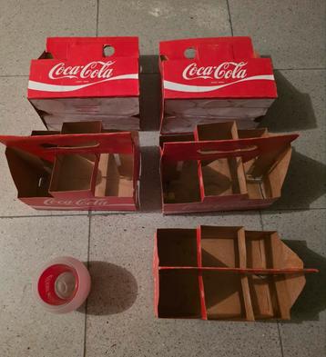 5 oude kartonnen flesjeshouders coca cola  beschikbaar voor biedingen