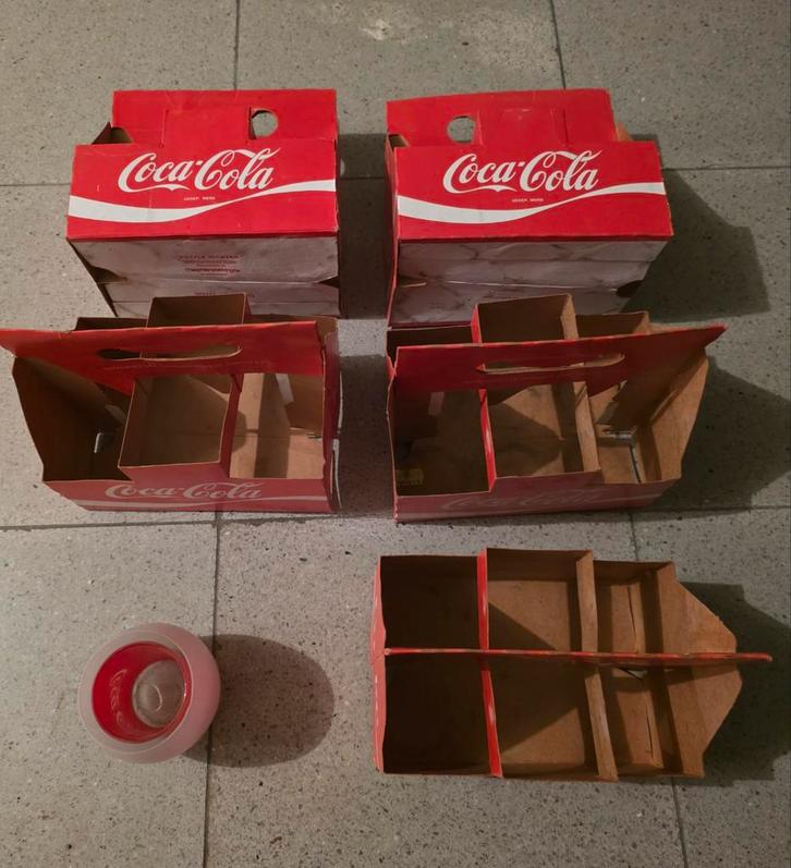 5 oude kartonnen flesjeshouders coca cola, Verzamelen, Merken en Reclamevoorwerpen, Ophalen