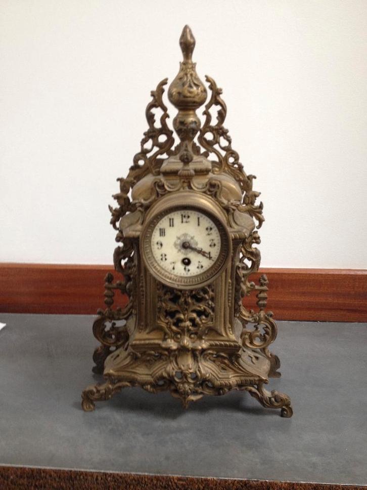 antieke koperen mantelklok, Antiek en Kunst, Antiek | Klokken, Ophalen of Verzenden