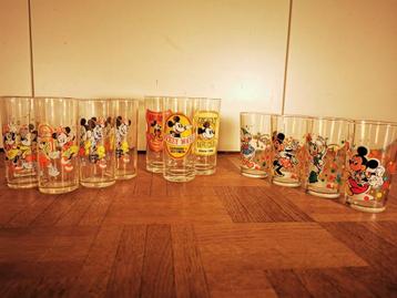 Vintage Mickey Mouse glazen, 11 stuks., Verzamelen, Disney, Ophalen of Verzenden, Mickey Mouse, Zo goed als nieuw, Servies