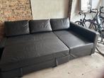 Zetelbed zwart leer inc. kussens, Huis en Inrichting, Slaapkamer | Slaapbanken, Ophalen, Zwart