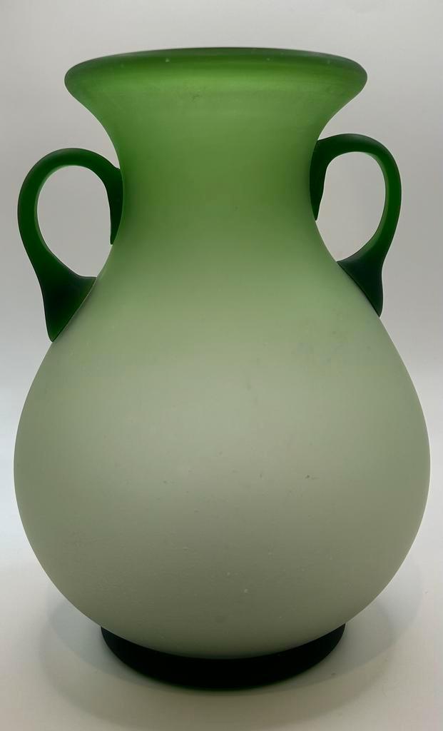 Mooie gematteerde glazen vaas in amforastijl murano, Antiek en Kunst, Antiek | Glaswerk en Kristal, Ophalen of Verzenden