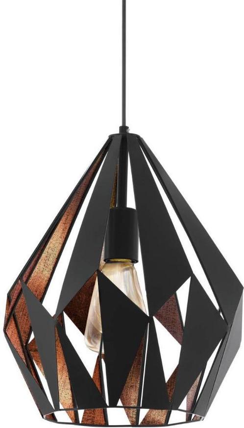 EGLO Carlton 1 Hanglamp - E27 - Ø 31 cm - Zwart/Koper, Huis en Inrichting, Lampen | Hanglampen, Zo goed als nieuw, 75 cm of meer