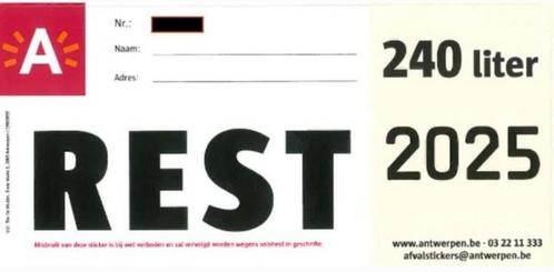 Originele afvalsticker 240L Stad Antwerpen – met factuur, Huis en Inrichting, Overige Huis en Inrichting, Nieuw, Ophalen of Verzenden