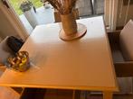 Table carre en bois beige, Huis en Inrichting, Tafels | Eettafels, Ophalen, Zo goed als nieuw