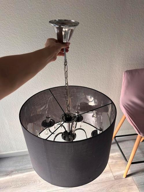 Grijze moderne luster, Huis en Inrichting, Lampen | Kroonluchters, Gebruikt, Stof, Ophalen