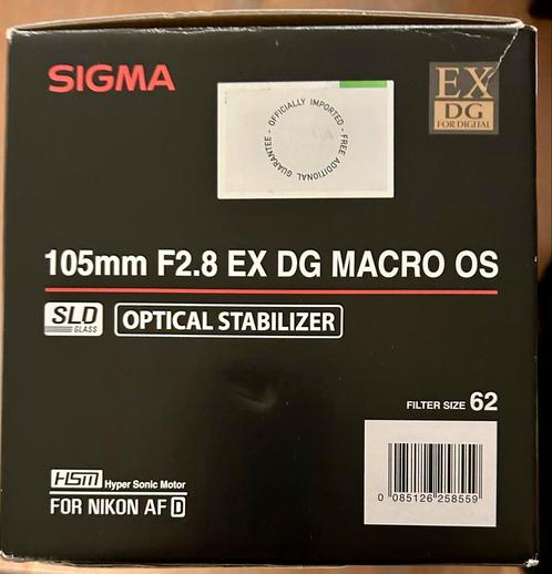 Sigma 105mm F2.8 EX DG MACRO OS voor Nikon, TV, Hi-fi & Vidéo, Photo | Lentilles & Objectifs, Comme neuf, Enlèvement ou Envoi