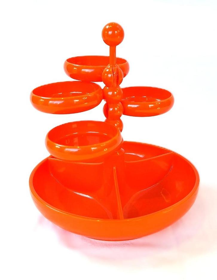 Vintage Emja serveertoren - kunststof - jaren 70, Huis en Inrichting, Keuken | Servies, Gebruikt, Schaal of Schalen, Overige stijlen