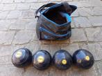 set Engelse bowling ballen (garden balls) in tas, Gebruikt, Ophalen