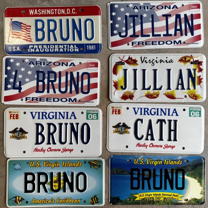 Kenteken USA nummerplaat BRUNO CATHERINE, Verzamelen, Automerken, Motoren en Formule 1, Ophalen of Verzenden