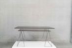 Vintage glazen bureau met chromen onderstel, Ophalen, Zo goed als nieuw, Bureau
