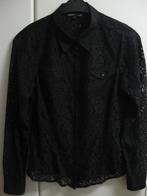 Zwarte getailleerde kanten bloes met lange mouwen, L, Comme neuf, Enlèvement ou Envoi