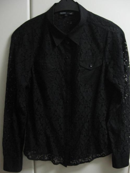 Zwarte getailleerde kanten bloes met lange mouwen, L, Vêtements | Femmes, Blouses & Tuniques, Comme neuf, Enlèvement ou Envoi