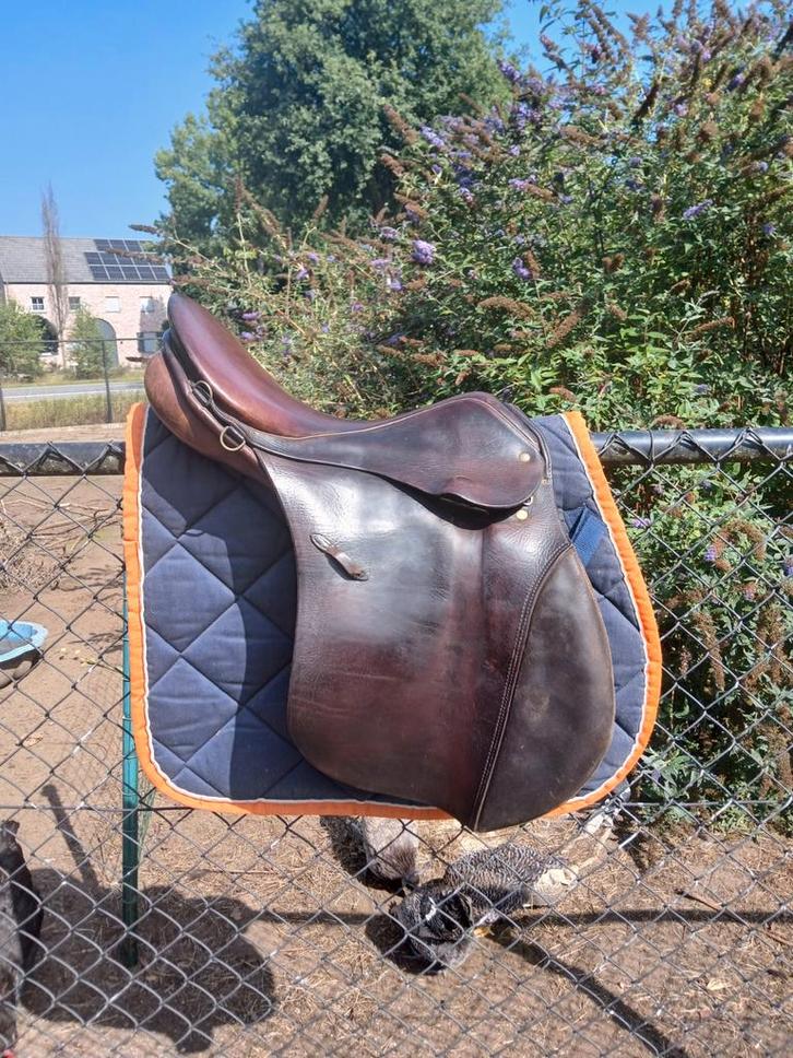 Donkerbruin spring/veelzijdigheidszadel, Dieren en Toebehoren, Paarden en Pony's | Zadels, Gebruikt, Overige soorten, Ophalen
