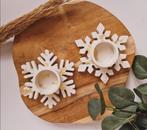 Sneeuwvlok theelichthouder met gouden accenten, Huis en Inrichting, Nieuw, Ophalen of Verzenden, Stabroek, Shaunisatelier@gmail.com