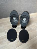 2x KEF HTS3001 "Eitje" speaker met deukje in de tweeter, Front, Rear of Stereo speakers, Gebruikt, Ophalen of Verzenden, 60 tot 120 watt