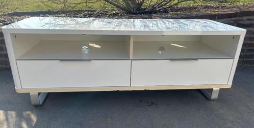 Meuble TV blanc laqué, Huis en Inrichting, Kasten |Televisiemeubels, Gebruikt, Minder dan 100 cm, 50 tot 100 cm, 50 tot 75 cm