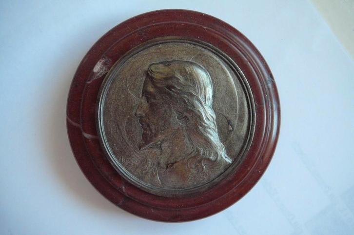 cadre rond ancien avec Jésus, Collections, Religion, Utilisé, Christianisme | Catholique, Image, Enlèvement ou Envoi