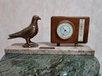 Vintage bronzen beeld van duif met barometer, Ophalen of Verzenden