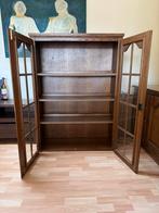 Vitrinekast, Ophalen, 100 tot 150 cm, Eikenhout, 50 tot 100 cm