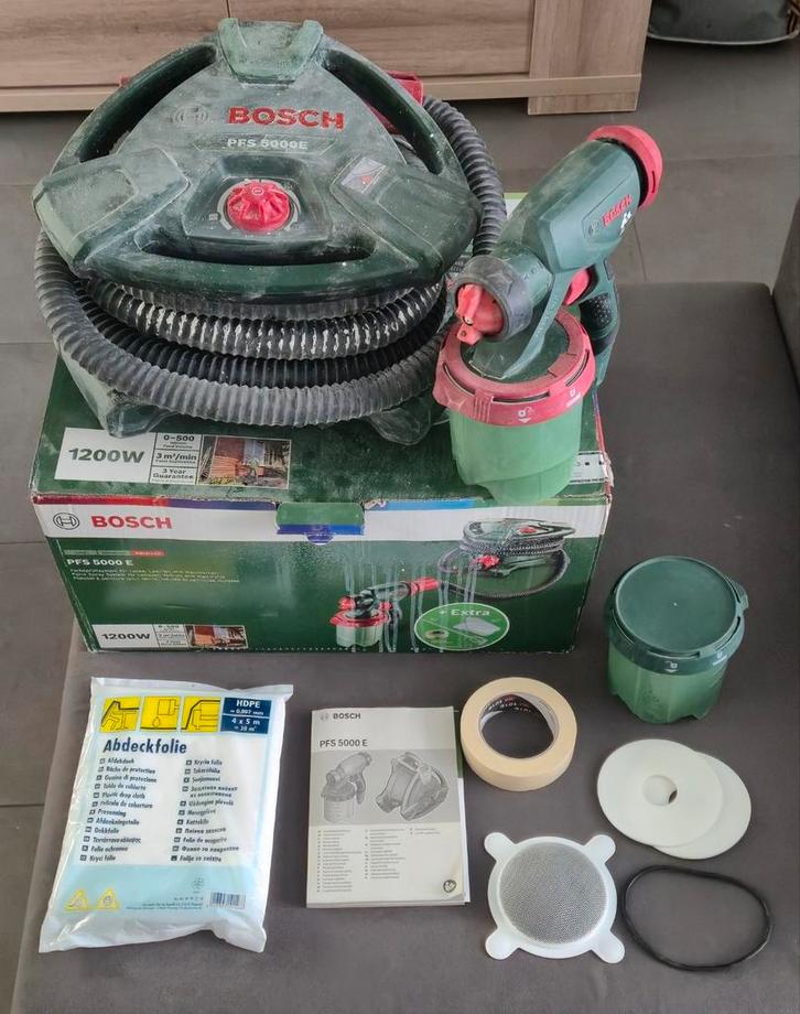 BOSCH PFS 5000 E gebruikt voor 1 stuk BP-verfpistool, Doe-het-zelf en Bouw, Verf, Beits en Lak, Zo goed als nieuw, Lak, Minder dan 5 liter