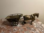 Koper beeld boerenpaard met huifkar, Antiek en Kunst, Koper, Ophalen