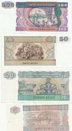 MYANMAR 4 VERSCHILLENDE BILJETTEN, Timbres & Monnaies, Billets de banque | Asie, Enlèvement ou Envoi