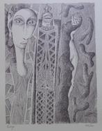 ARMAND SIMON / SURREALISME / ZW-W LITHO / 66x50cm / SIG, Ophalen of Verzenden
