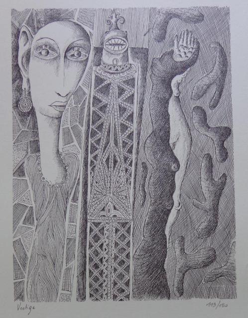 ARMAND SIMON / SURREALISME / ZW-W LITHO / 66x50cm / SIG, Antiek en Kunst, Kunst | Litho's en Zeefdrukken, Ophalen of Verzenden