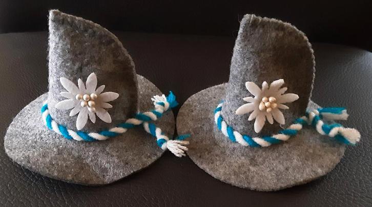 Oberbayern grijs mini hoedje 6x10cm, Hobby en Vrije tijd, Knutselen, Zo goed als nieuw, Ophalen of Verzenden