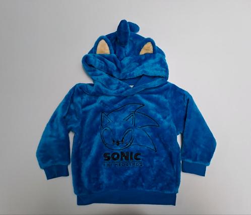 Mt 98-104 Blauwe nepbonte hoodie Sonic, Kinderen en Baby's, Kinderkleding | Maat 98, Zo goed als nieuw, Jongen, Trui of Vest, Ophalen of Verzenden