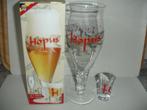 Hopus bierglas + shotglaasje in verzameldoos, Verzamelen, Biermerken, Ophalen of Verzenden, Nieuw, Glas of Glazen, Overige merken