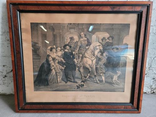 Het vertrek van Vandyk., Antiek en Kunst, Kunst | Etsen en Gravures, Ophalen of Verzenden