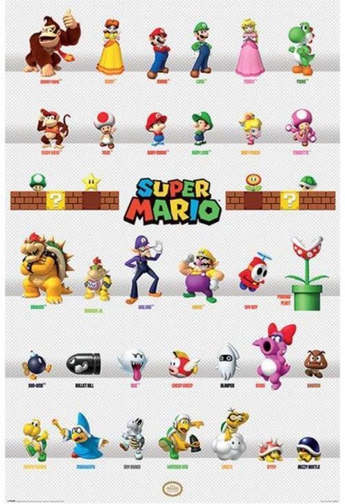 Super Mario Bros Maxi Poster - Character Parade, Collections, Posters & Affiches, Neuf, Cinéma et TV, Rectangulaire vertical, Enlèvement ou Envoi