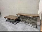 Industriële salontafel & sidetable – stijlvol en uniek, Huis en Inrichting, Ophalen of Verzenden, Zo goed als nieuw, Glas