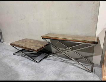 Industriële salontafel & sidetable – stijlvol en uniek beschikbaar voor biedingen