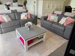 Salon, 2- en 3-zit + poef, Ophalen, Gebruikt, Leer, Modern