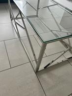 Table basse  design acier et verre nikel !, Comme neuf