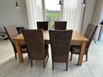 Eettafel teak + 6 stoelen, Huis en Inrichting, Complete eetkamers, Ophalen, Gebruikt, Landelijk, 4 tot 6 stoelen